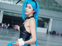 Cosplay福利/英雄联盟cosplay金克丝爆乳兔女郎黑丝渔网袜福利