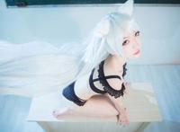 Cosplay福利/《物语系列》羽川翼黑色内衣COS