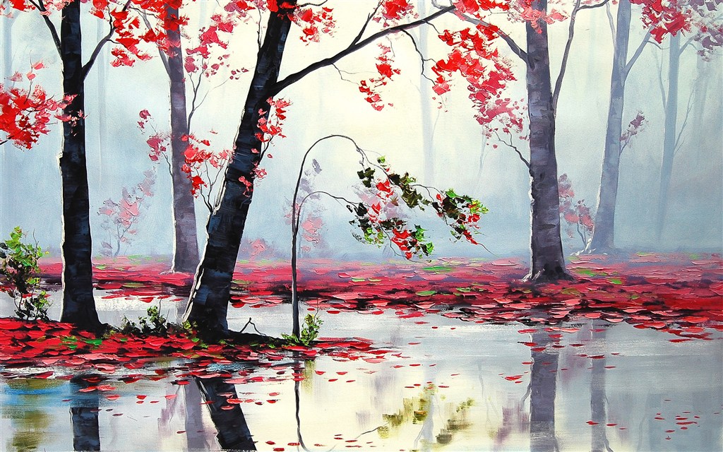 秋雨打湿的红色枫叶图片(点击浏览下一张趣图)