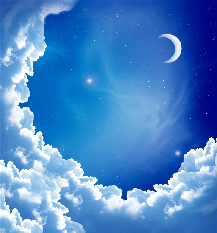 动漫天空蓝色月亮图片(点击浏览下一张趣图)