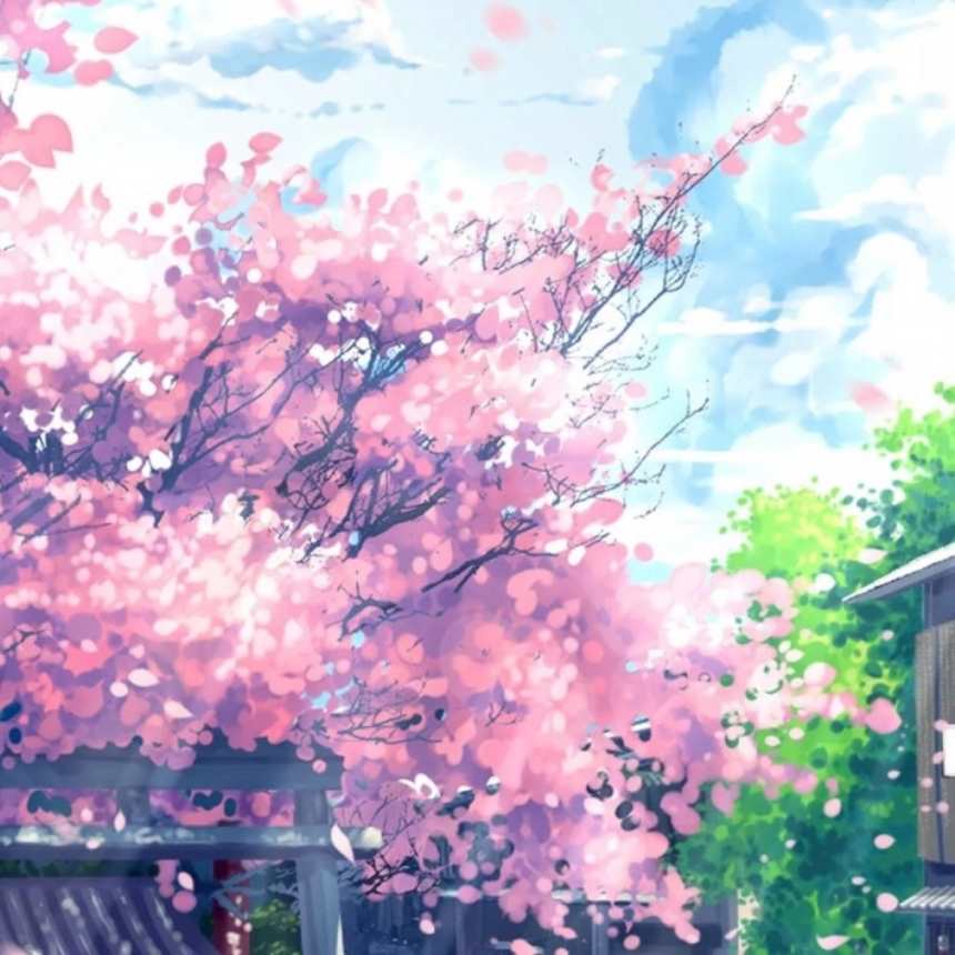 盛开的樱花树浪漫唯美动漫图片(2)(点击浏览下一张趣图)