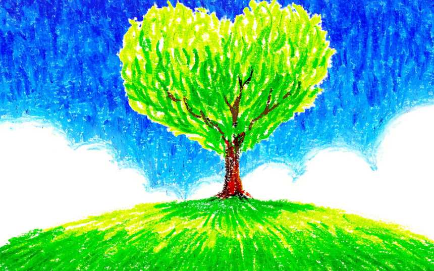 心形树木油画图片(点击浏览下一张趣图)
