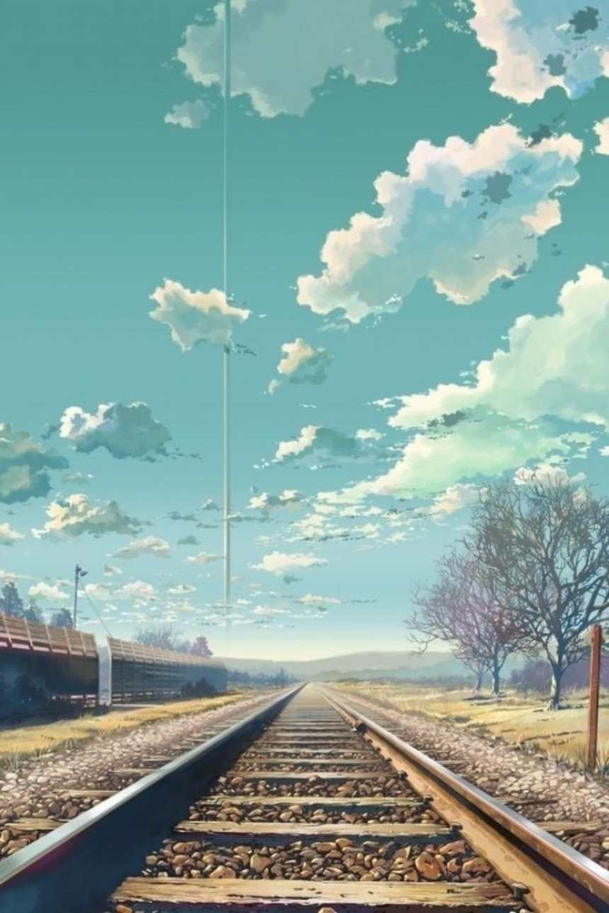 蓝天白云下的铁轨唯美图片(点击浏览下一张趣图)