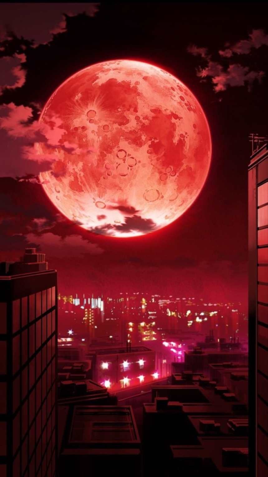 血红的月亮笼罩着城市(点击浏览下一张趣图)