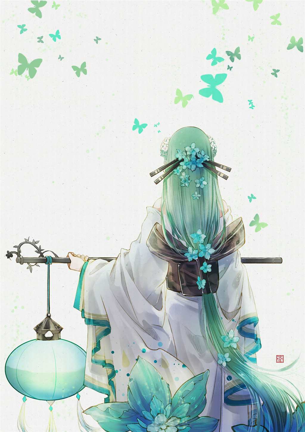 阴阳师青行灯手绘唯美手机壁纸(点击浏览下一张趣图)