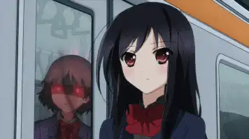 乌黑长发,全身黑色打扮的黑雪姬GIF