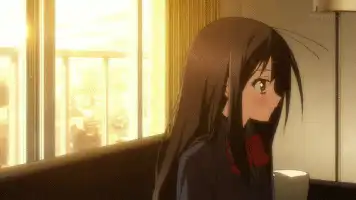 乌黑长发,全身黑色打扮的黑雪姬GIF