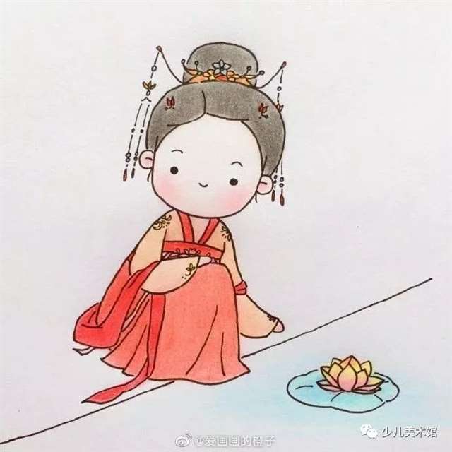 可爱简单的古风人物 古风美人简笔画