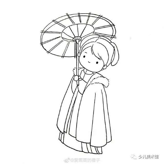 可爱简单的古风人物 古风美人简笔画