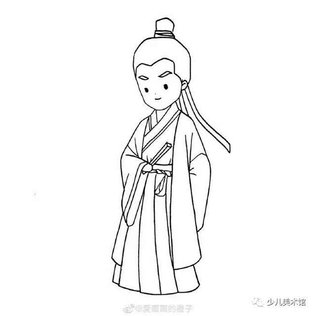 可爱简单的古风人物 古风美人简笔画