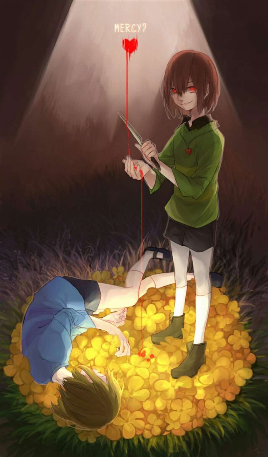 p站 二次元 插画 少女 游戏 undertale frisk chara