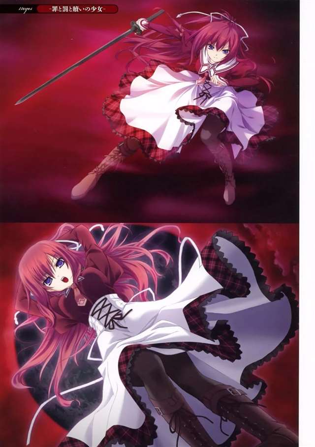 动漫中的赤红发妹子壁纸