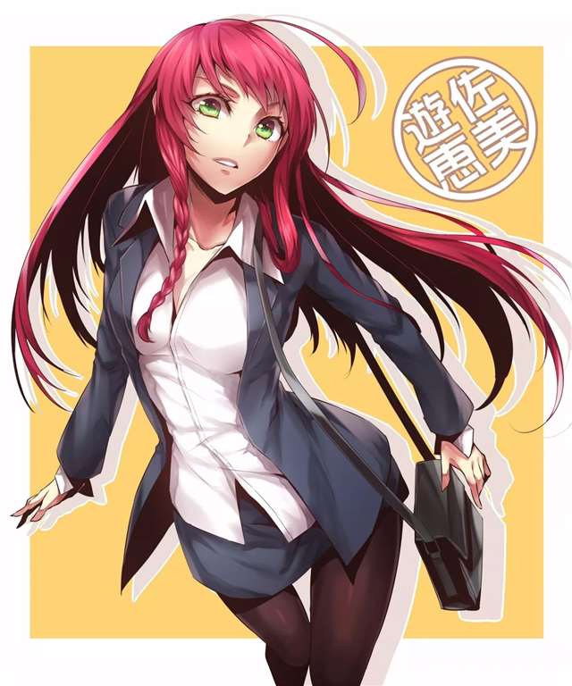 动漫中的赤红发妹子壁纸