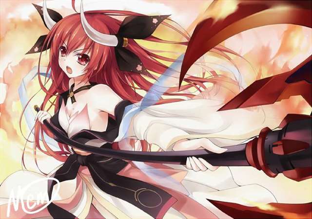 动漫中的赤红发妹子壁纸