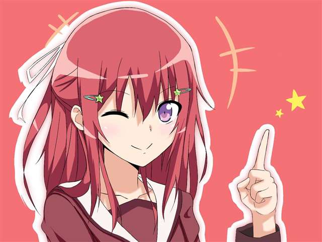 动漫中的赤红发妹子壁纸