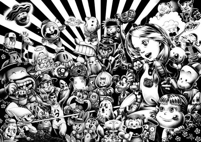 插画师 Shohei Otomo圆珠笔作画，画面精细血腥色情大胆