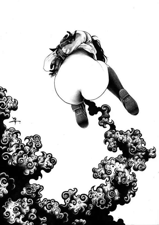 插画师 Shohei Otomo圆珠笔作画，画面精细血腥色情大胆