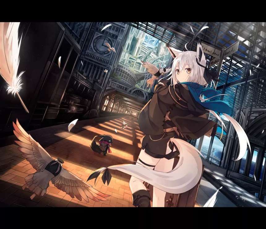 日本画师&nbsp;凪白みと的白发兽耳插画作品