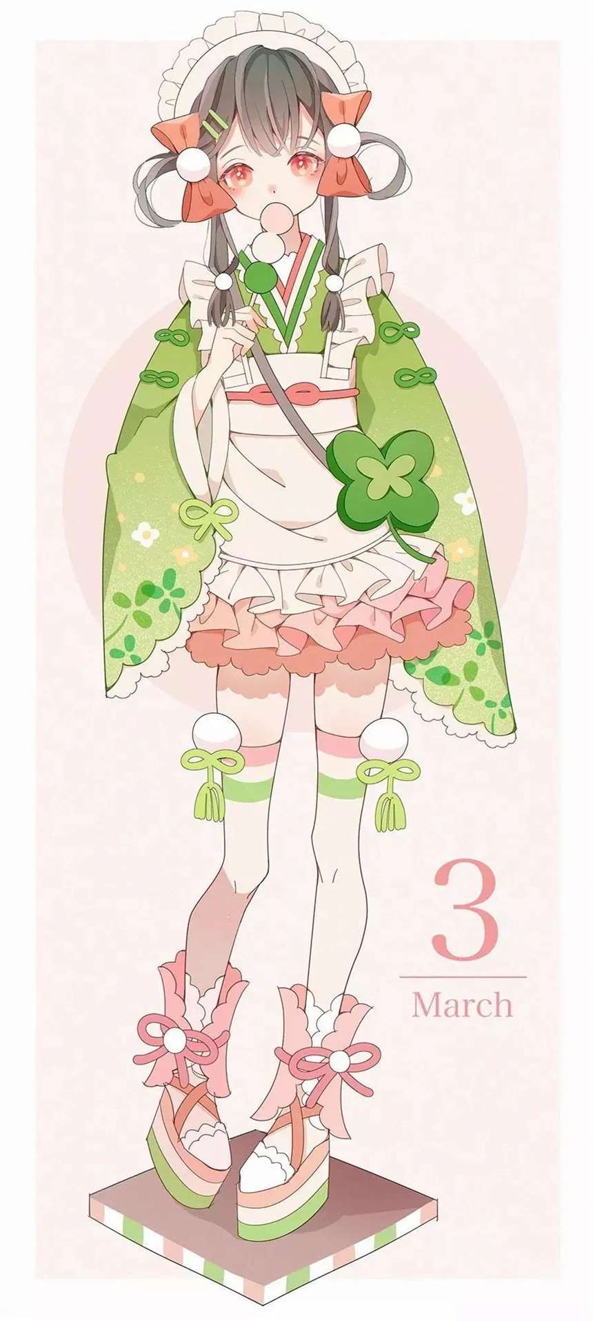 日本一画师就将12个月份画作了12个美少女