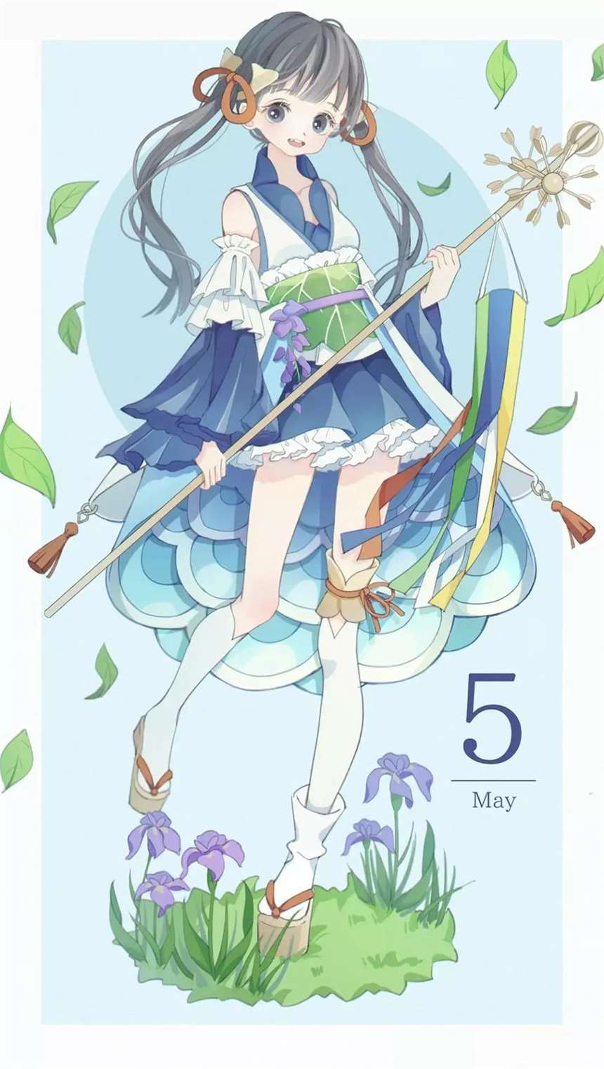 日本一画师就将12个月份画作了12个美少女