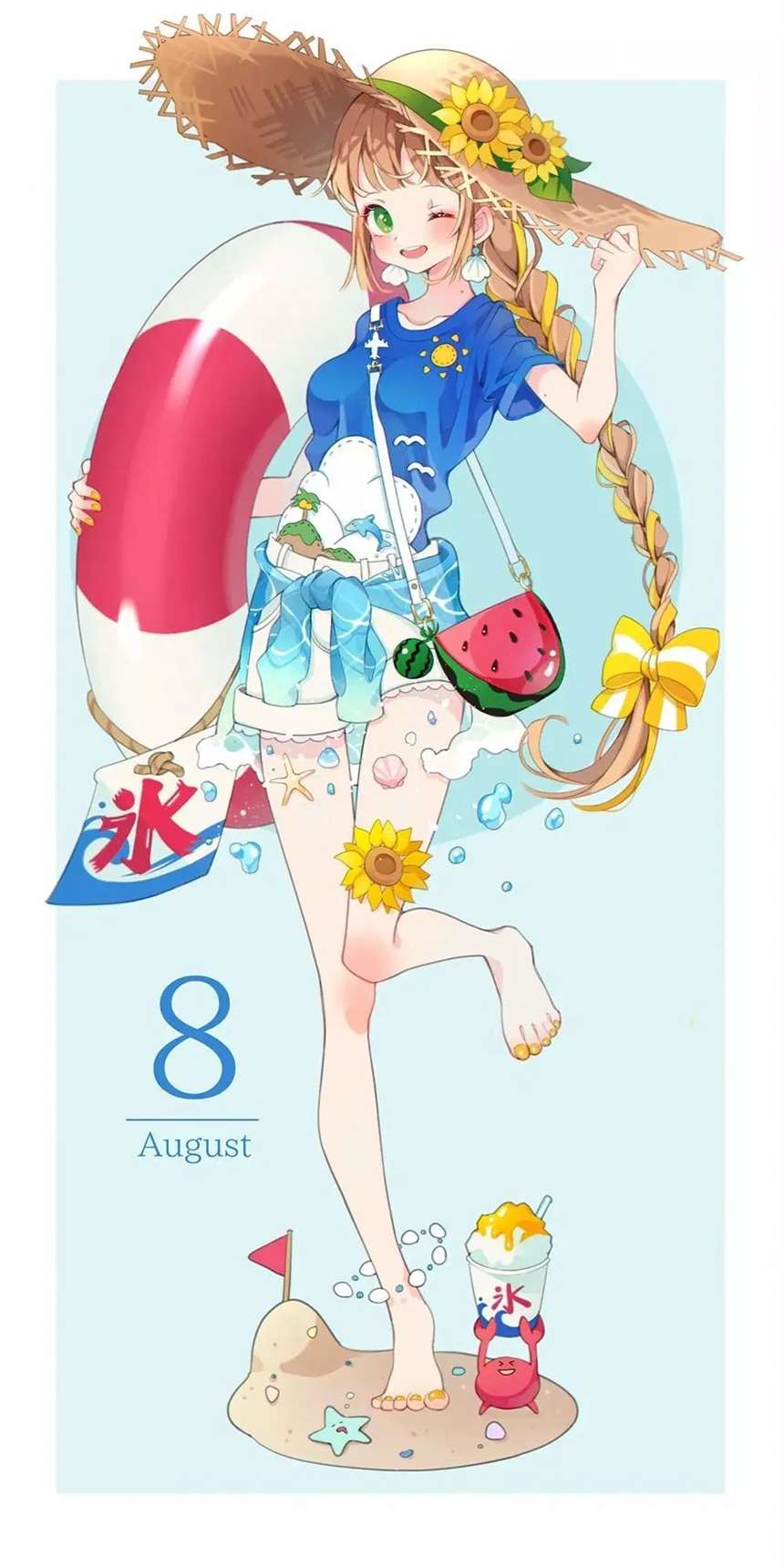 日本一画师就将12个月份画作了12个美少女