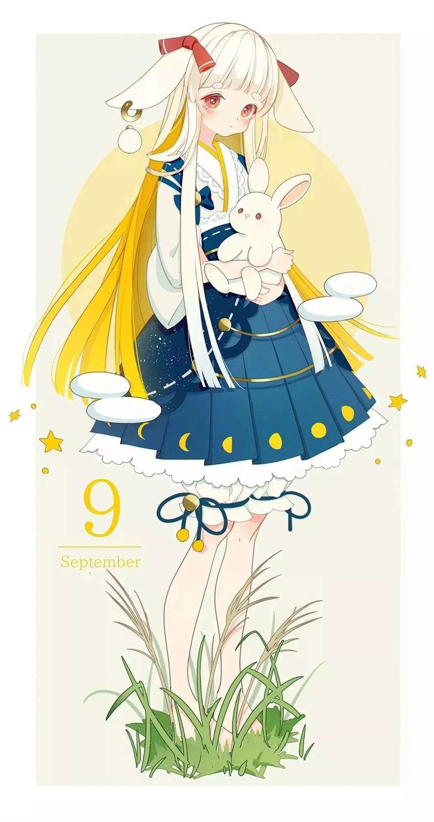 日本一画师就将12个月份画作了12个美少女