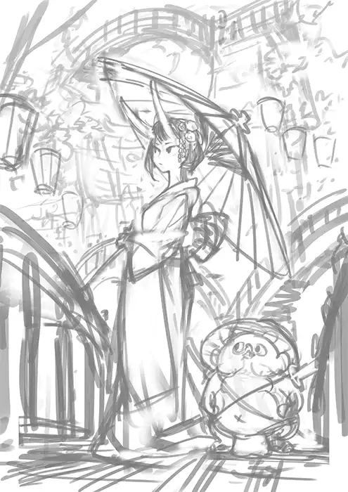 日本画师 LACK 作品欣赏，作品色彩浓郁，细节丰富，风格独特