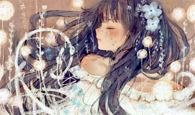 画师orie的插画作品忧郁悲伤的少女