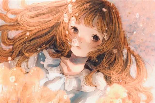 画师orie的插画作品忧郁悲伤的少女