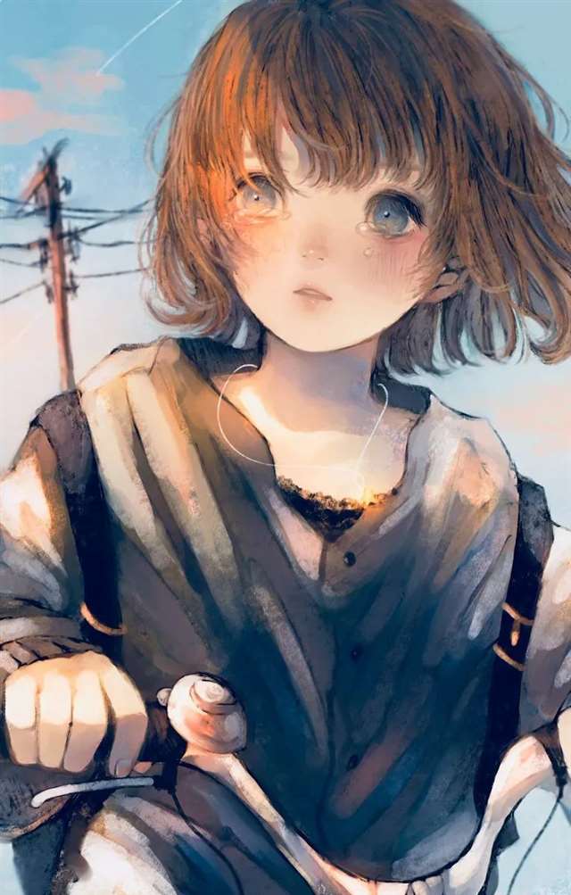 画师orie的插画作品忧郁悲伤的少女