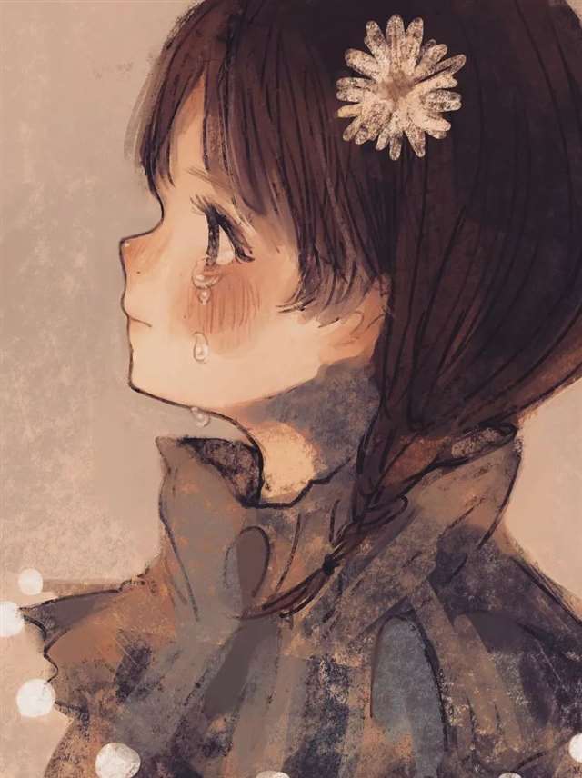 画师orie的插画作品忧郁悲伤的少女