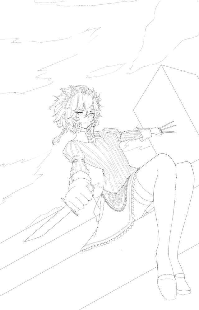 十六夜咲夜的同人绘画过程