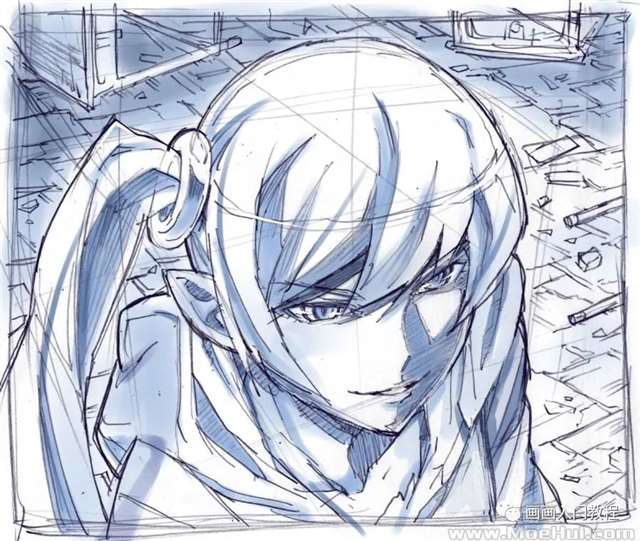  P站画师さきの新月（sakino shingetsu）的伪物语的动作姿势线稿图