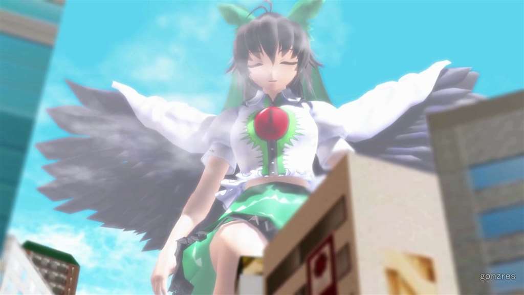 [mmd giantess]街に游びに来た巨大娘(霊乌路空ver)giantess came to