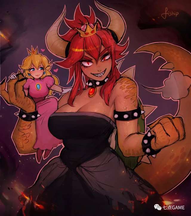 同人创作娘化皇冠和库巴公主的梗