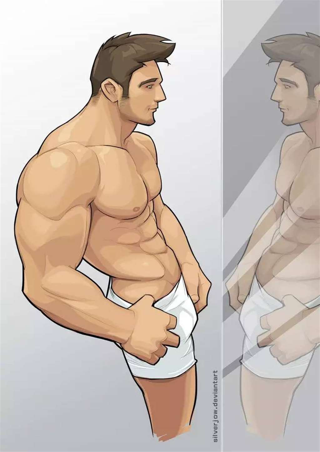 出自马来西亚同志画师SilverJow的肌肉男插画系列