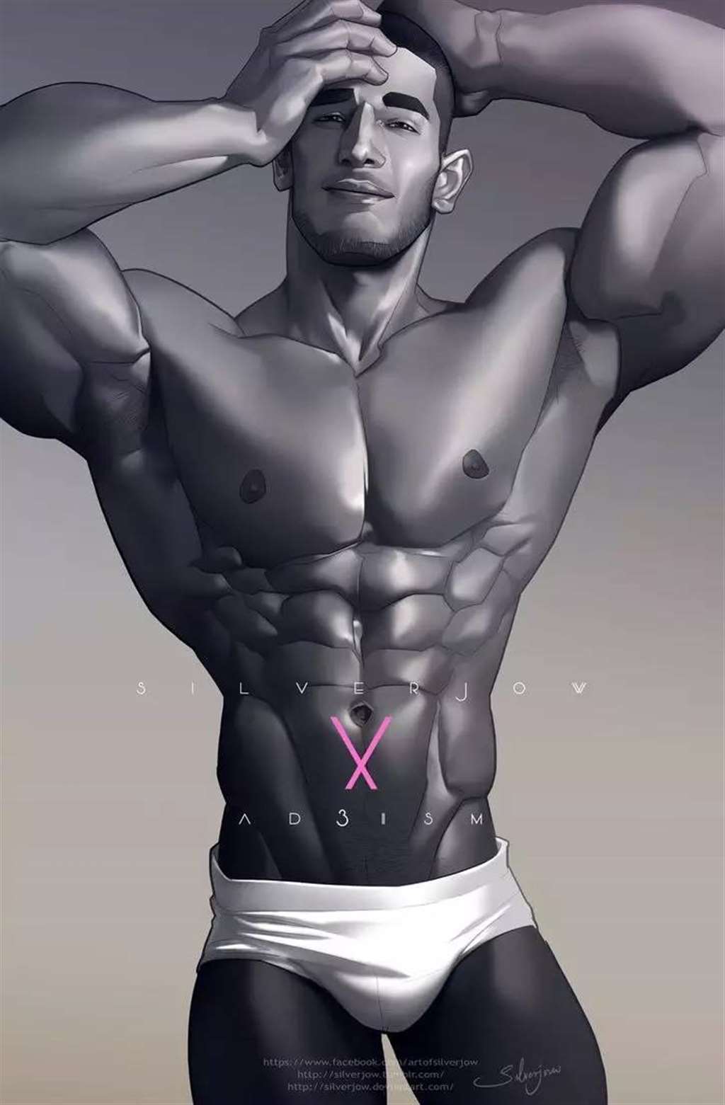 出自马来西亚同志画师SilverJow的肌肉男插画系列