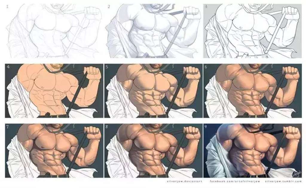 出自马来西亚同志画师SilverJow的肌肉男插画系列