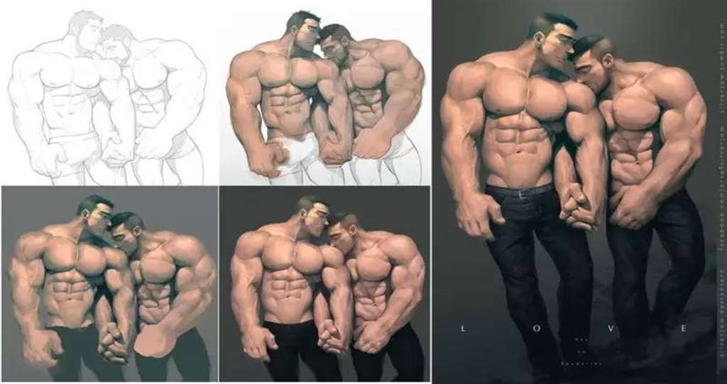 出自马来西亚同志画师SilverJow的肌肉男插画系列
