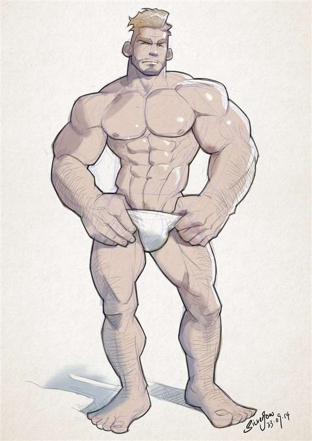 马来西亚同志画师Silverjow的肌肉男作品.