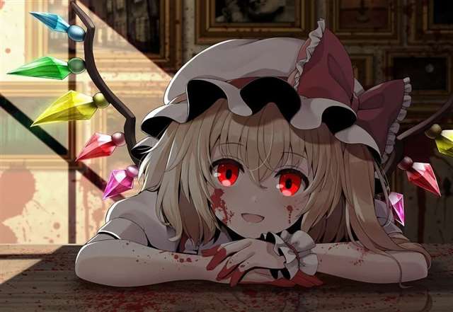 红魔馆的二小姐芙兰朵露.斯卡雷特，外表天真，可爱，无邪