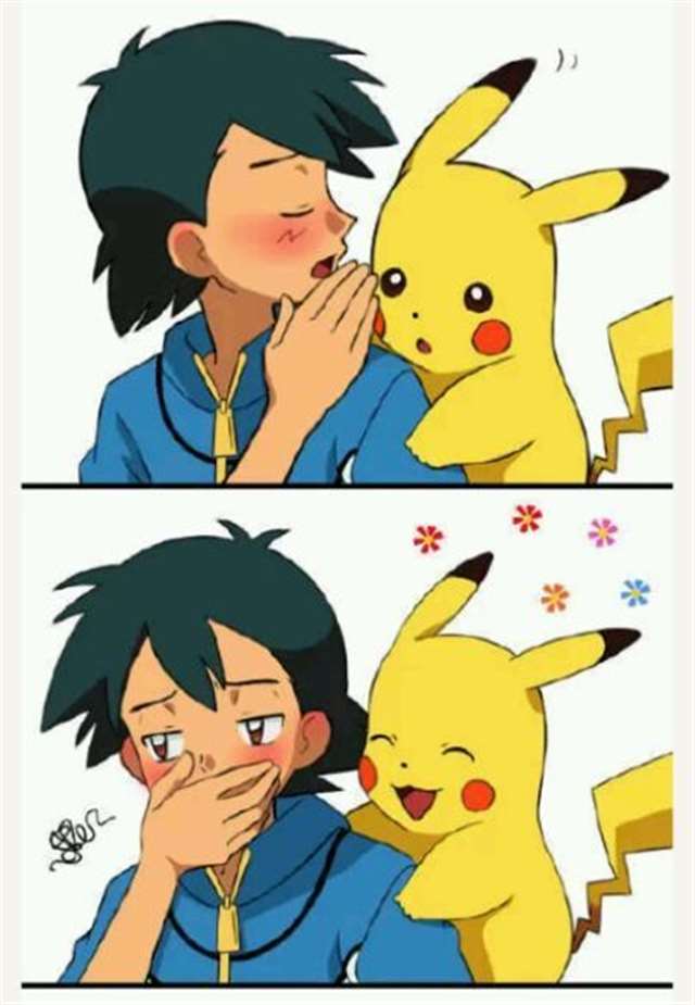 毁童年本子系列之皮卡丘被小智口的图