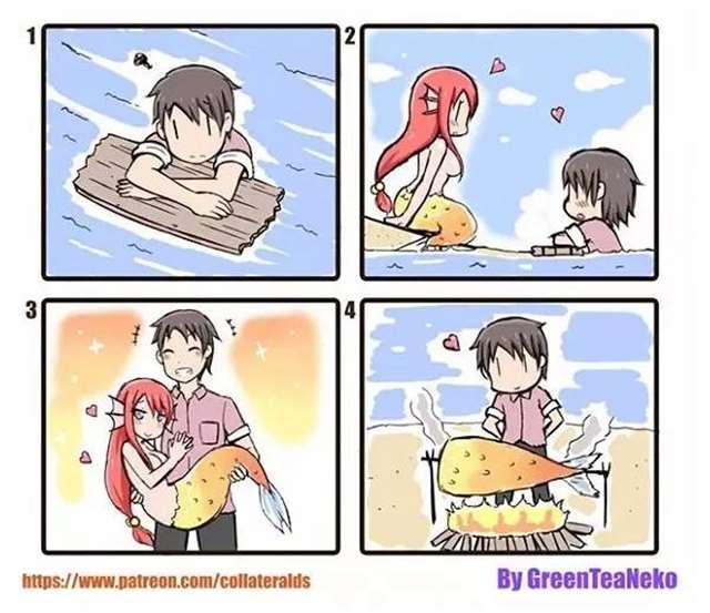 “greenteaneko”（绿茶猫）脑洞日常小四格漫画