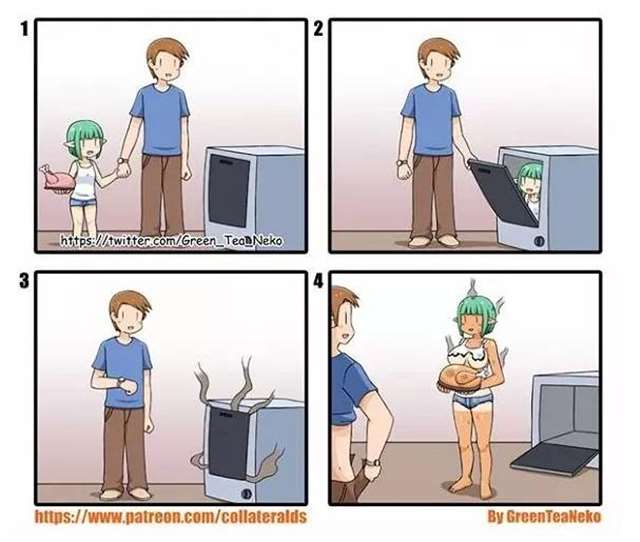 “greenteaneko”（绿茶猫）脑洞日常小四格漫画