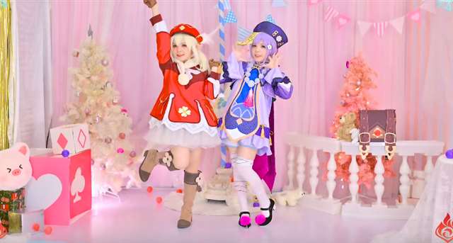 双胞胎姐妹花派蒙COS可爱又笨笨的感觉