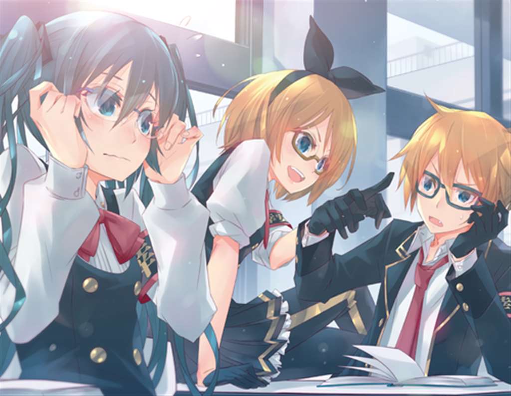 vocaloid hatsune miku len kagamine rin kagamine long hair