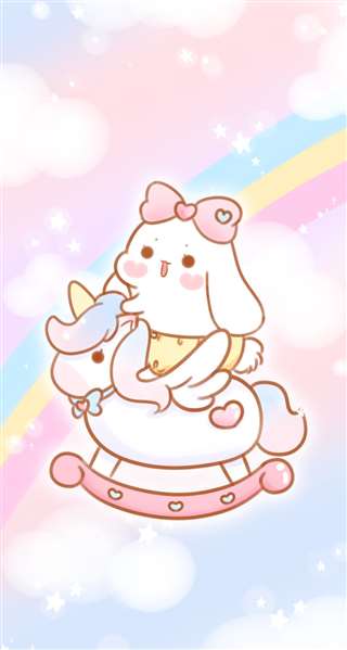 【喵小呜和兔小叽】阳光彩虹小白马