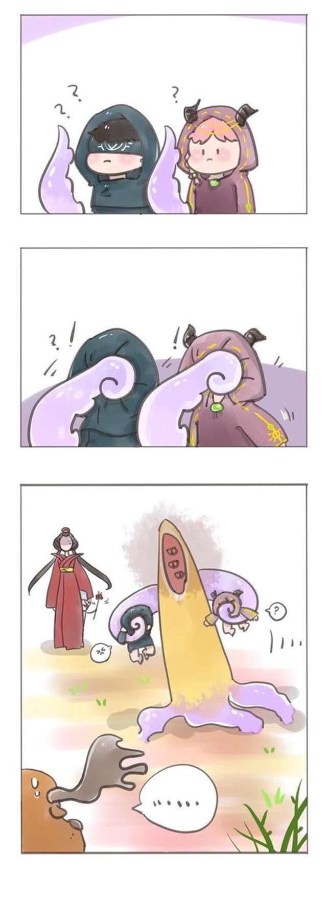 第五人格漫画:哈斯塔扛着伊莱和祭司遛弯