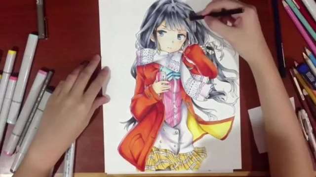 安达垣爱姬彩铅插画手绘