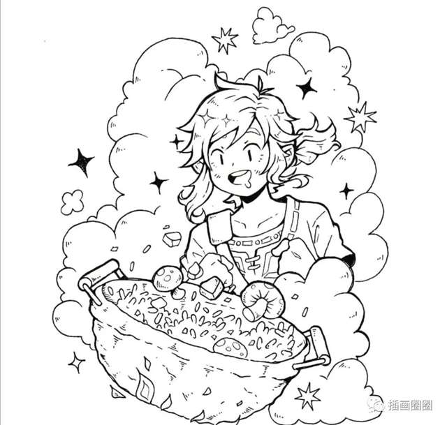 画师：ins：nemupan好看出效果的黑白少女